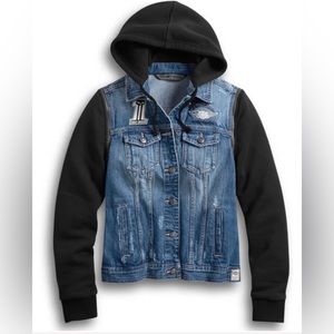 Women’s HARLEY-DAVIDSON Zip-Off Sleeve Denim Jacket Size Medium